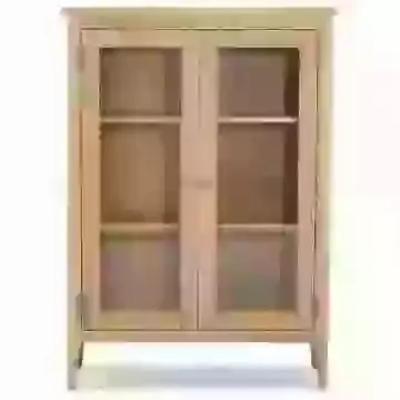 Small Waxed Oak Finish 2 Door Glazed Cabinet 